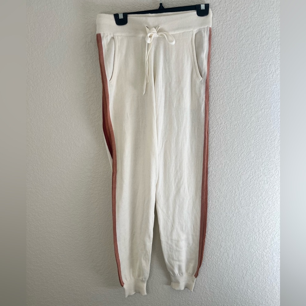 Faherty Surf Sweater Women's Cream Stripe Jogger Pants Cashmere Organic Cotton